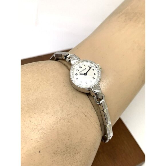 Longines Women's Watch 10k GF Case Swiss Manual Wind Vintage Silver 15mm Petite - Picture 5 of 13